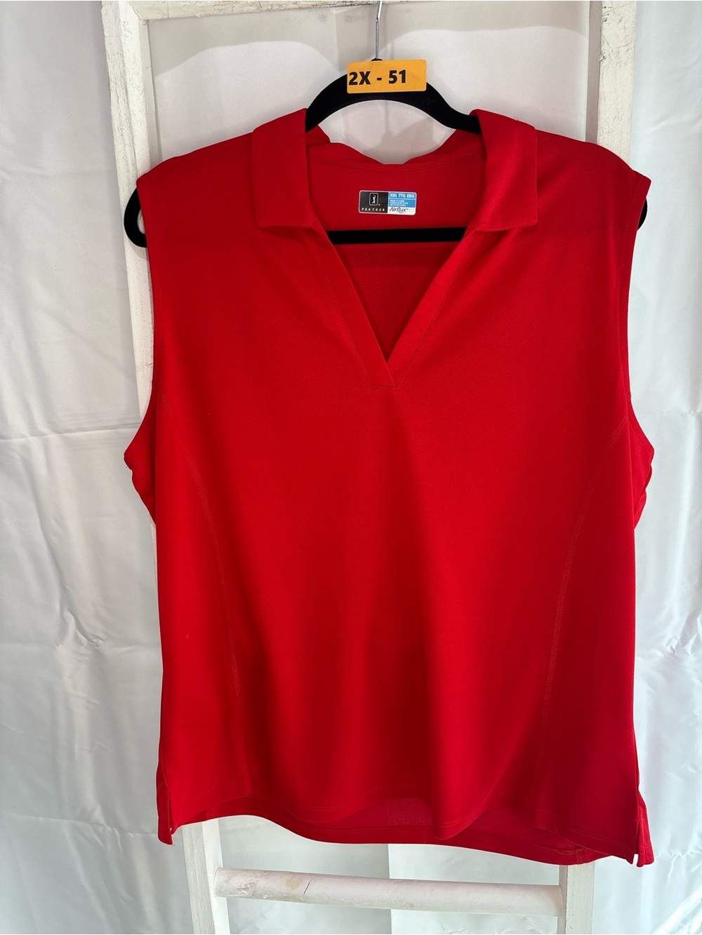 PGA Tour Bright Red Sleeveless V-Neck Polo Tank